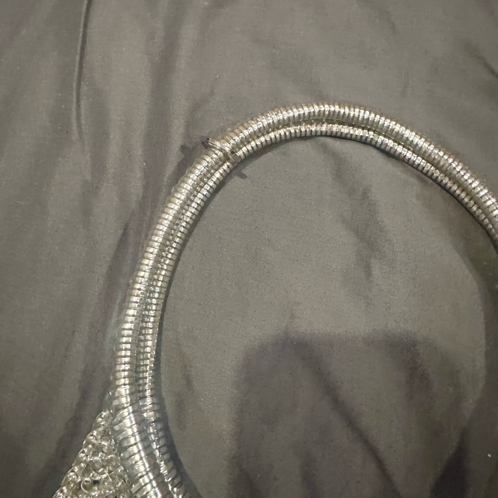 Elegant Silver Beaded Tote Bag - Picture 3 of 8